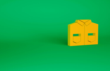 Orange Shirt icon isolated on green background. Minimalism concept. 3d illustration 3D render