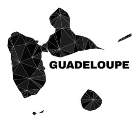 Low-poly Guadeloupe map. Polygonal Guadeloupe map vector designed from random triangles. Triangulated Guadeloupe map polygonal collage for education illustrations.