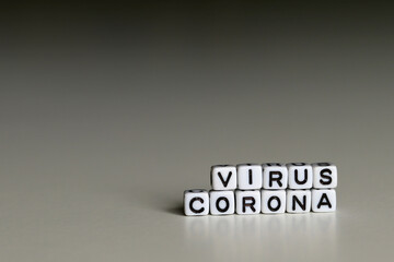 CORONAVIRUS is a word written on a white block. CORONAVIRUS is the word for your design, concept. 