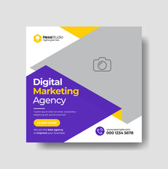 Digital Business Marketing Social Media Post Template and Square Web ad banner, Editable Modern Square Flyer