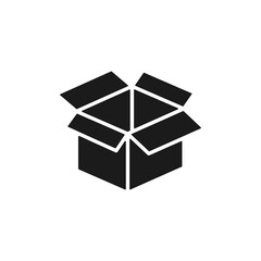 Open box. Box black shape icon. Vector illustration isolated on white.