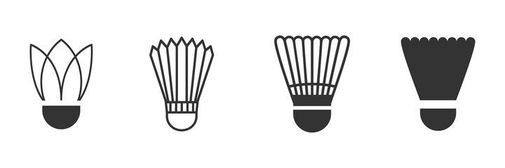 Badminton balls icons set. Sport equipment. Vector isolated on white