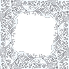 Big wave vector illustration. Old Japanese artwork with big wave 60s black and white style. Perfect for poster, postcard, packaging, templates, banners, fabric, prints, business, logo. EPS10