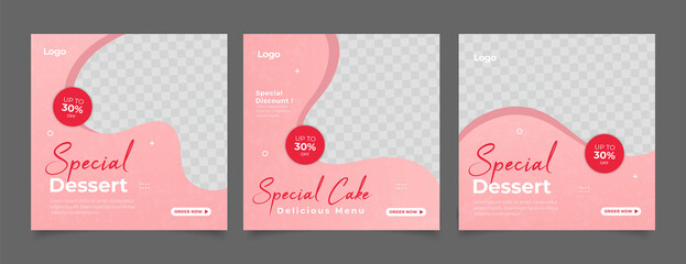 Sweet cake and dessert banner for social media post template.