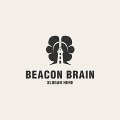 Beacon brain logo template on monogram style