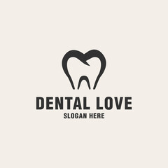 Dental love logo template on monogram style