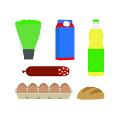 Set of products on white background