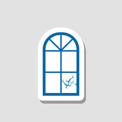 Broken window icon isolated on gray background