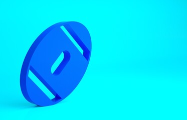 Blue American Football ball icon isolated on blue background. Rugby ball icon. Team sport game symbol. Minimalism concept. 3d illustration 3D render