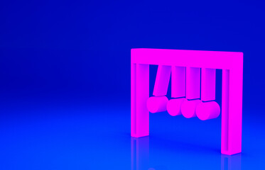 Pink Pendulum icon isolated on blue background. Newtons cradle. Minimalism concept. 3d illustration 3D render