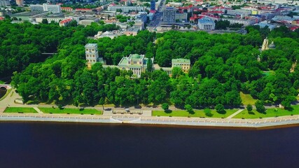 Palace of the Rumyantsevs-Paskevichs and Sozh river. Gomel. Belarus.