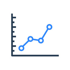 Analytic line graph statistics icon (Black and blue Vector illustration)