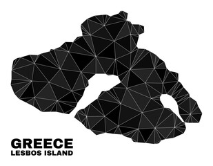 lowpoly Lesbos Island map. Polygonal Lesbos Island map vector is constructed of random triangles. Triangulated Lesbos Island map polygonal model for patriotic posters.