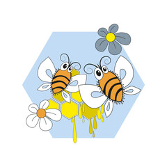 bee and honey