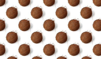 seamless pattern of coconuts on a white background