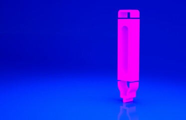 Pink Marker pen icon isolated on blue background. Minimalism concept. 3d illustration 3D render