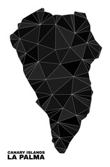 lowpoly La Palma Island map. Polygonal La Palma Island map vector is constructed from scattered triangles. Triangulated La Palma Island map polygonal abstraction for political templates.