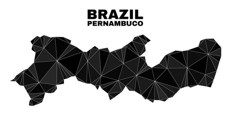 lowpoly Pernambuco State map. Polygonal Pernambuco State map vector is combined of chaotic triangles. Triangulated Pernambuco State map polygonal abstraction for political templates.