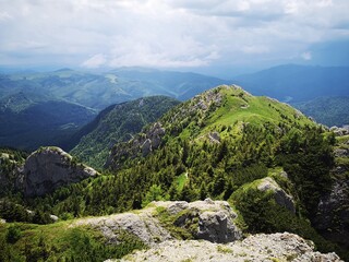 Fototapeta premium Summer landscape in the mountains. Beautiful day for hiking