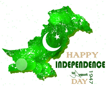 Illustration abstraction of Happy Pakistan Independence Day, celebrating independence day 14 august 1947 concept isolated
