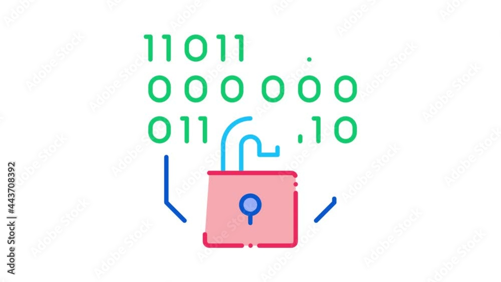 Aufkleber binary security code icon animation. color binary security code animated icon on white background