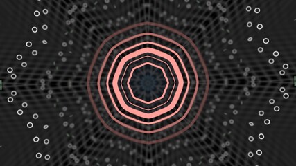 3d illustration of round pink colored tunnel on black background.