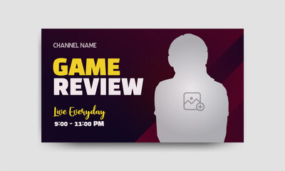 Video game review thumbnails. gaming channel video thumbnail and web banner template. 