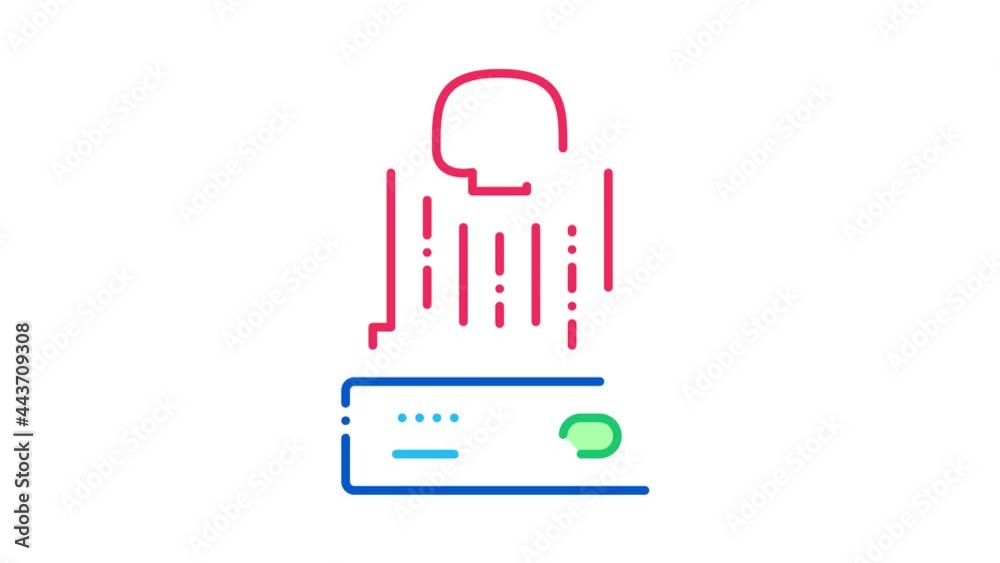 Poster hacker control icon animation. color hacker control animated icon on white background