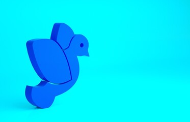 Blue Dove icon isolated on blue background. Minimalism concept. 3d illustration 3D render