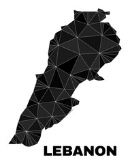 Low-poly Lebanon map. Polygonal Lebanon map vector is filled of randomized triangles. Triangulated Lebanon map polygonal model for patriotic templates.