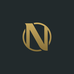 Letter N in a circle. vector logo design