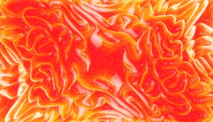 abstract lava sculpture hand painted and colored in hot red orange