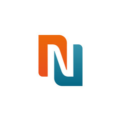 Letter N consisting of two parts. vector symbol