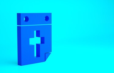 Fototapeta premium Blue Calendar death icon isolated on blue background. Minimalism concept. 3d illustration 3D render