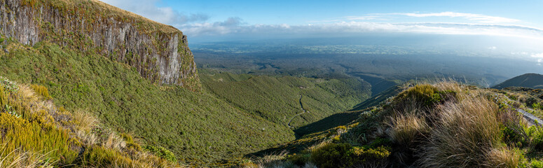 Fototapeta na wymiar View of Mount Taranaki on a sunny summer day, New Zealand
