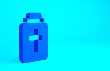 Blue Funeral urn icon isolated on blue background. Cremation and burial containers, columbarium vases, jars and pots with ashes. Minimalism concept. 3d illustration 3D render