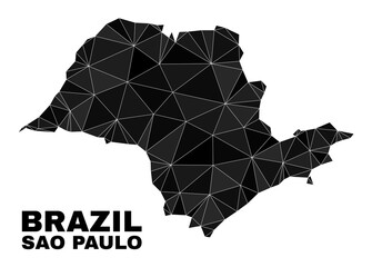 Low-poly Sao Paulo State map. Polygonal Sao Paulo State map vector filled of chaotic triangles. Triangulated Sao Paulo State map polygonal abstraction for political purposes. - 443710166