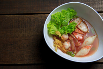 Yen-Ta-Four Thai-style noodle soup with fishballs