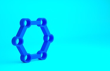 Blue Molecule icon isolated on blue background. Structure of molecules in chemistry, science teachers innovative educational poster. Minimalism concept. 3d illustration 3D render
