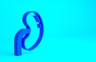 Blue Human kidney icon isolated on blue background. Minimalism concept. 3d illustration 3D render