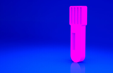 Pink Test tube and flask chemical laboratory test icon isolated on blue background. Laboratory glassware sign. Minimalism concept. 3d illustration 3D render