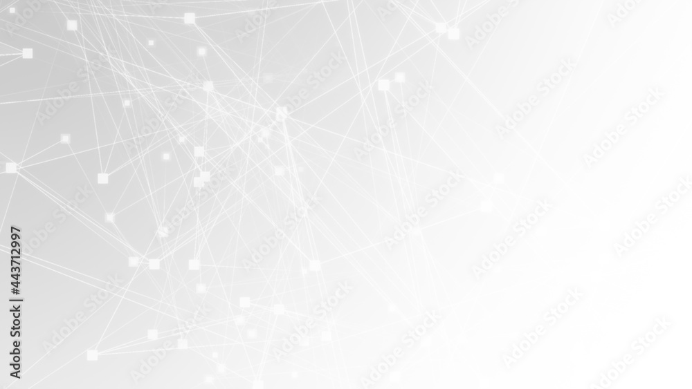 Wall mural Abstract white gray polygon tech network with connect technology background. Abstract dots and lines texture background. 3d rendering.