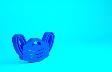 Blue Medical protective mask icon isolated on blue background. Minimalism concept. 3d illustration 3D render