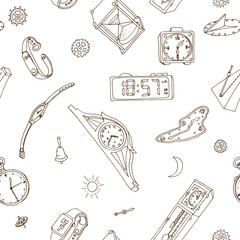 Sewing fabric with seamless pattern of hand drawn watch doodle - CottonBee