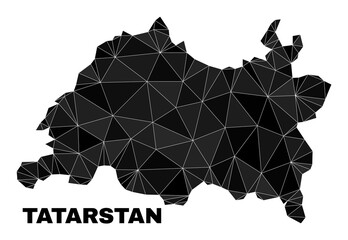 Low-poly Tatarstan map. Polygonal Tatarstan map vector filled with scattered triangles. Triangulated Tatarstan map polygonal abstraction for education purposes.
