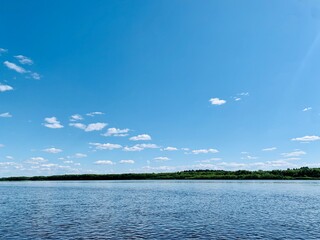 sky and clouds on summer river Russia 
