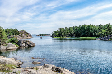 Fototapeta na wymiar A beautiful view from an island in the St. Anna archipelago in the Baltic Sea, Sweden