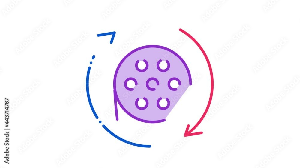 Poster disk scroll icon animation. color disk scroll animated icon on white background