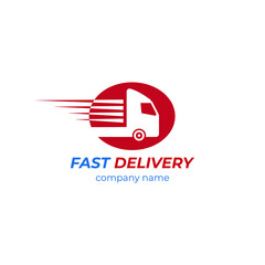 Fast Delivery logo in flat style. Red and White Fast Delivery logo 