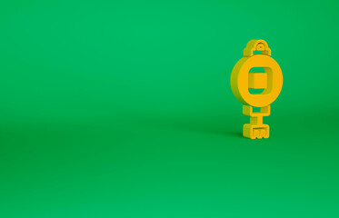 Orange Chinese paper lantern icon isolated on green background. Minimalism concept. 3d illustration 3D render